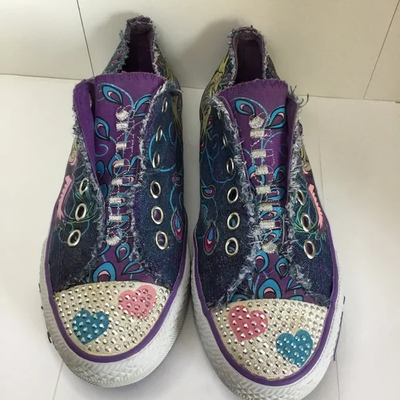 Girls Skechers Sneakers Twinkle Toes Shuffles Peacocks Tennis Shoes Size 5 - Picture 5 of 14